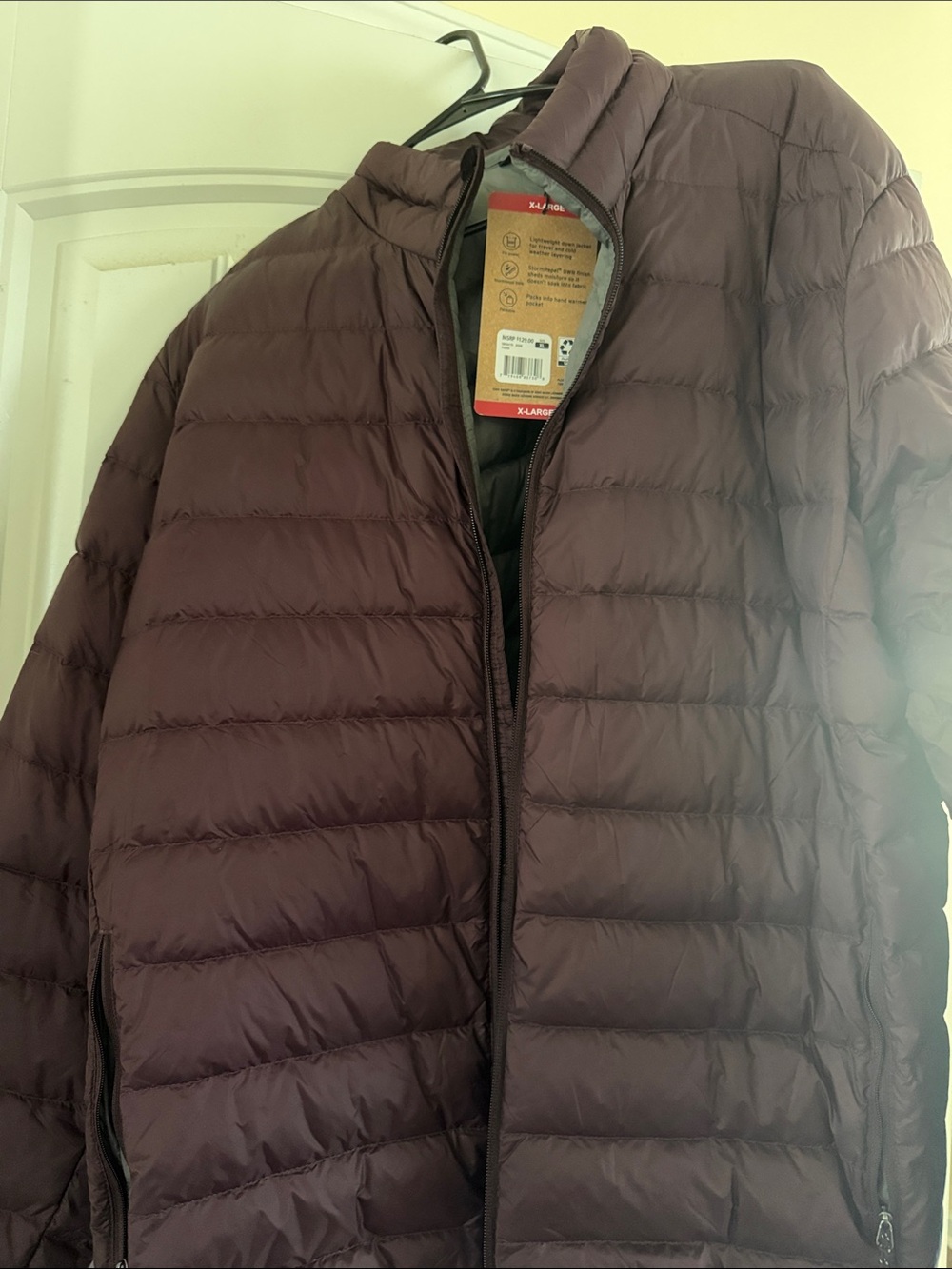 Eddie Bauer Men's Quilted Puffer Jacket in Plum